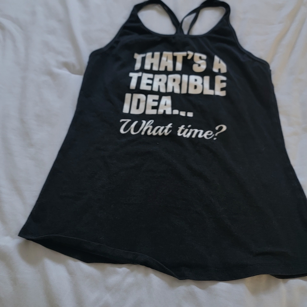 Constantly Varied Gear. Back Cutout Black Graphic Women's Tank Top Size XL